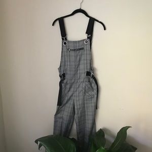 Plaid Overalls with Jogger Leg Cuff